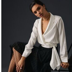 Anthropologie Hutch White Wrap Blouse – Size 1X